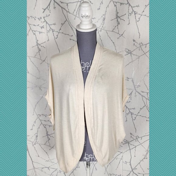 Tonic Ivory Beige Bamboo Organic Cotton Stretch Open Cardigan - Picture 1 of 4